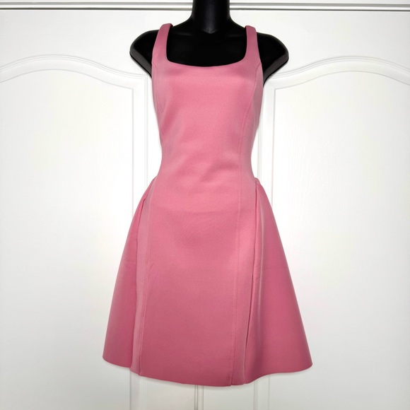 Maeve Anthropologie Pink Scuba Fairy Fit & Flare Mini Dress Barbiecore Basque - Picture 5 of 10